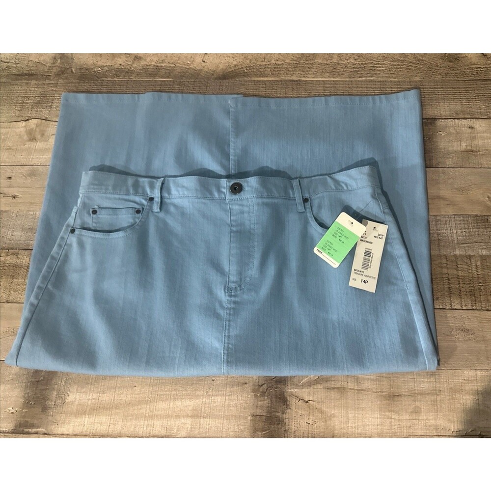 NTouch Women's Skirt 14P Watershed Lt Blue Zip/Button w pockets Modest Slit NWT